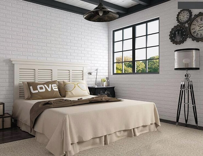 Trang trí phòng ngủ bằng xốp dán tường giúp tạo thẩm mỹ