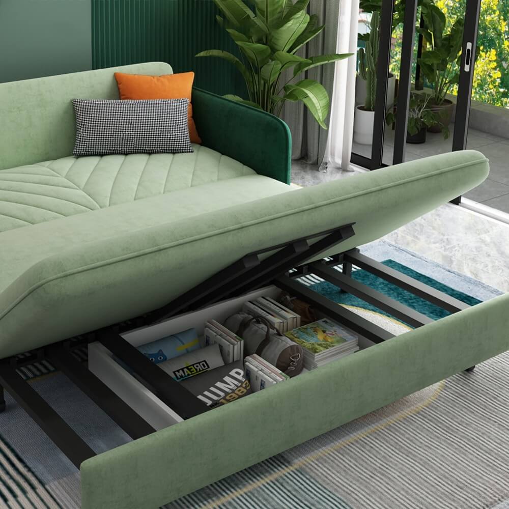 Ghế sofa mở ra thành giường còn được thiết kế hộc kéo lớn