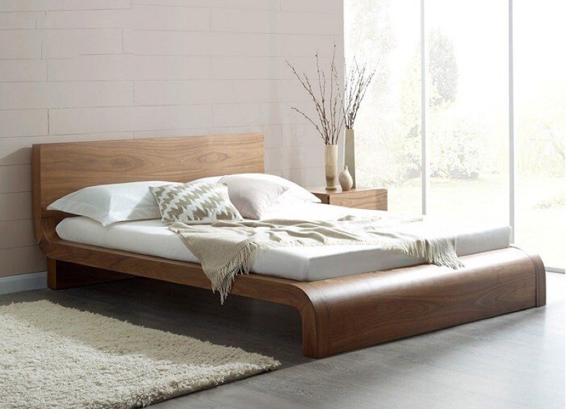 Mẫu giường cưới gỗ đẹp với thiết kế đơn giản, hiện đại