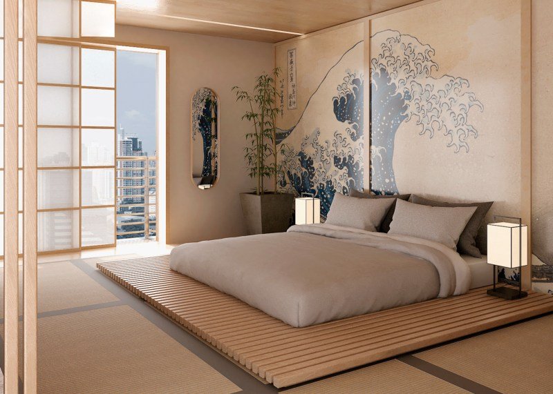 Mẫu giường cưới đẹp theo phong cách Nhật Bản