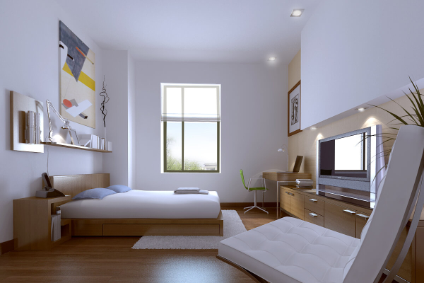 Mẫu nội thất phòng ngủ này tận dụng được tối đa diện tích phòng nhằm đem đến cảm giác rộng rãi