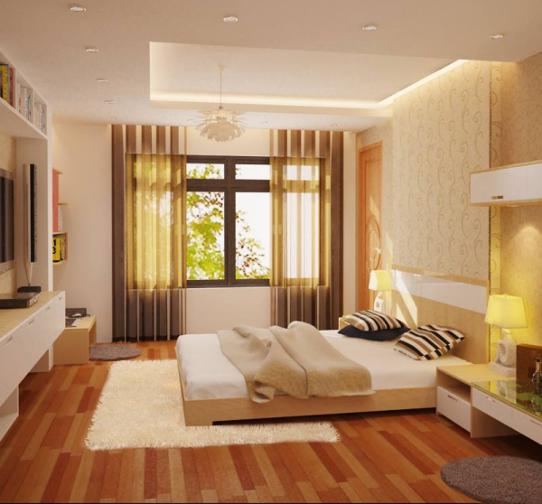 Thiết kế phòng ngủ 20m2 cho vợ chồng với nội thất được bài trí hợp lý