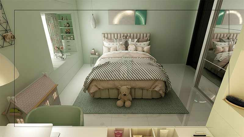 Mẫu phòng ngủ màu xanh bạc hà (Mint Green)