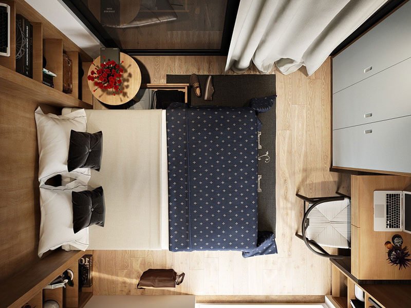 Thiết kế trang trí phòng ngủ dài hẹp giúp "ăn gian" diện tích