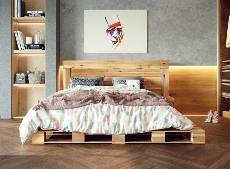 Những chiếc giường gỗ dạng bệt gỗ  Pallet tuy giá rẻ nhưng cực kỳ chắc chắn, bền theo thời gian