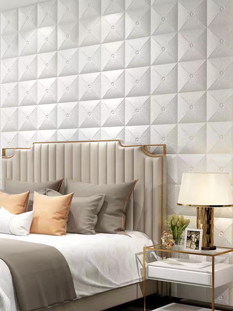 phòng ngủ cách phối màu xốp dán tường đẹp