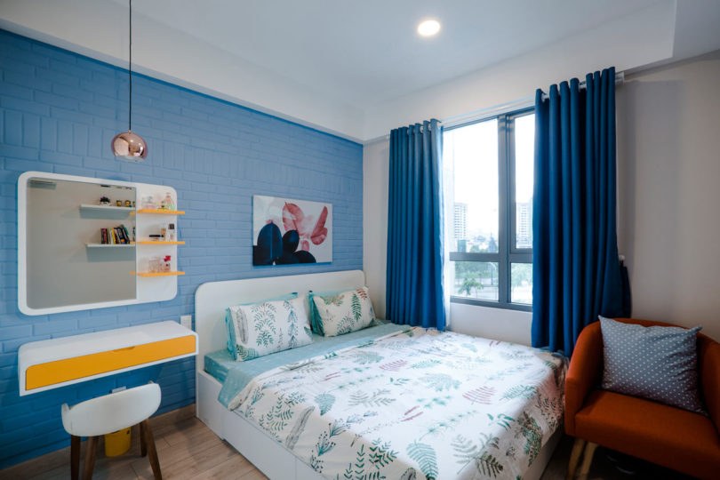 2 phòng ngủ màu xanh tươi mát 
