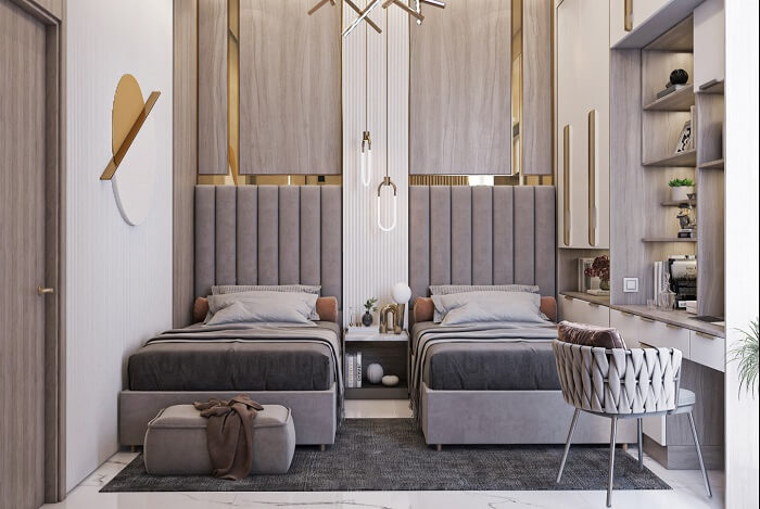 Gửi bạn các mẫu thiết kế phòng ngủ 2 giường đơn cực đẹp 