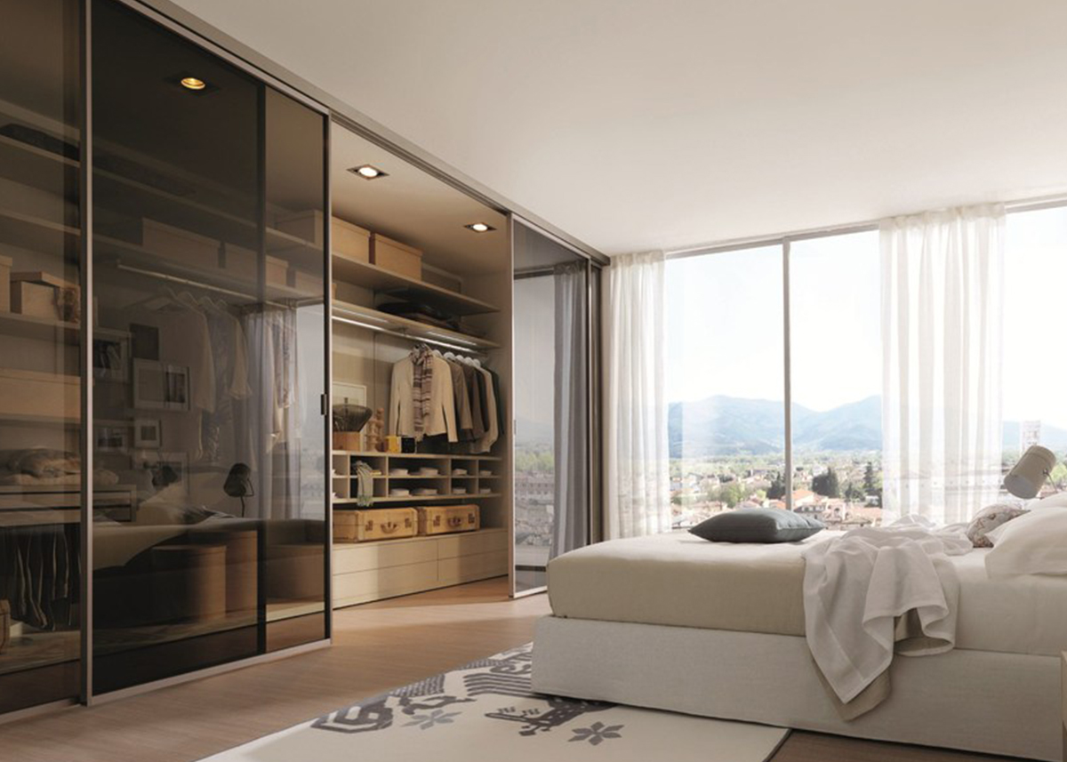 Luxurious dressing room in the bedroom
