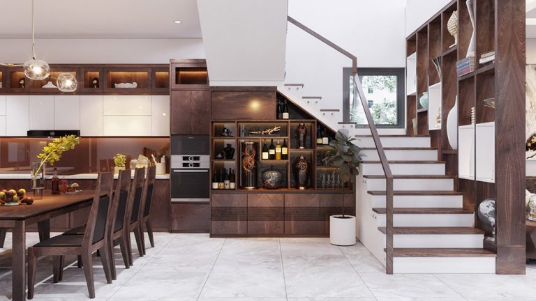 kitchen cabinets combined with wine cabinets