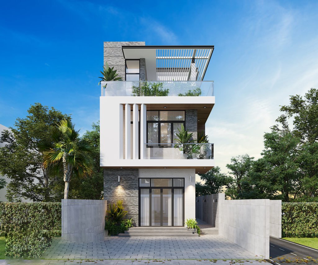 Thiết kế nhà phố 2 tầng hiện đại 5x25 ở Bình Phước M396