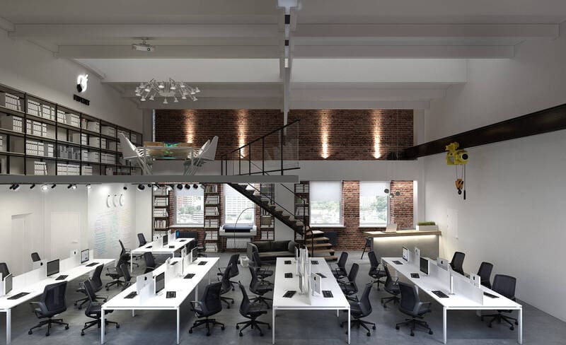 Thiết kế văn phòng trong nhà xưởng tại tầng 2 phù hợp với doanh nghiệp có quy mô vừa và nhỏ
