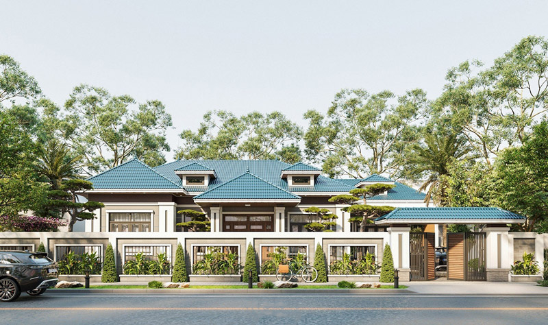 Bản vẽ thiết kế biệt thự nhà vườn 1 tầng mái Nhật đẹp xuyến xao 