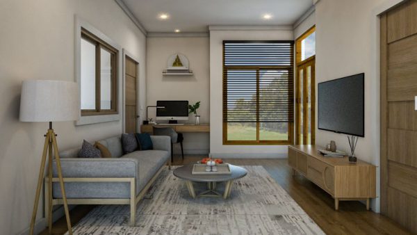 Ngôi nhà được thiết kế với không gian sống mở rộng, tạo nên sự kết nối giữa phòng khách, phòng ăn và bếp
