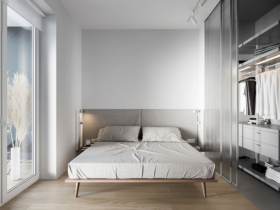 Thiết kế nội thất căn hộ chung cư 50m2 2 phòng ngủ tối giản 
