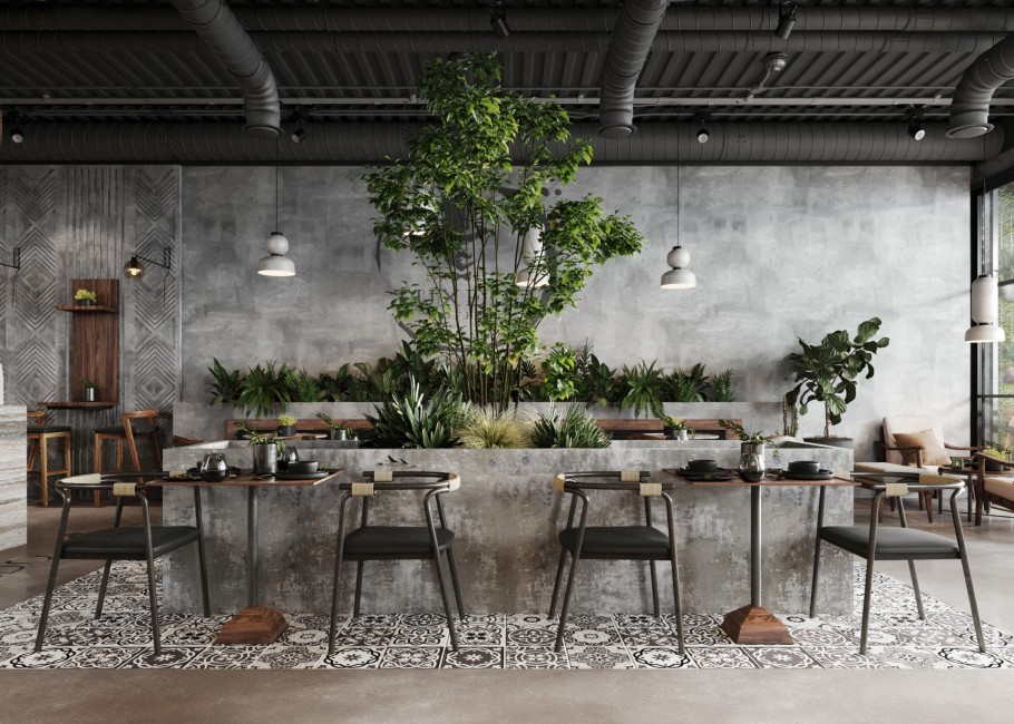 Thiết kế nội thất quán cafe, nhà hàng kiểu Industrial