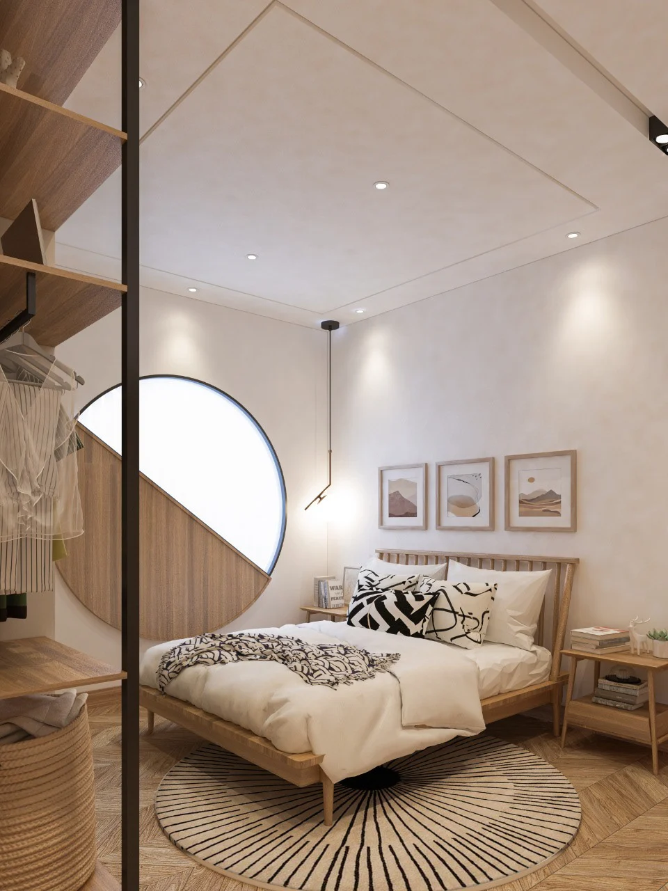 Thiết kế phòng ngủ căn hộ chung cư 57m2 chuẩn phong cách Bắc Âu