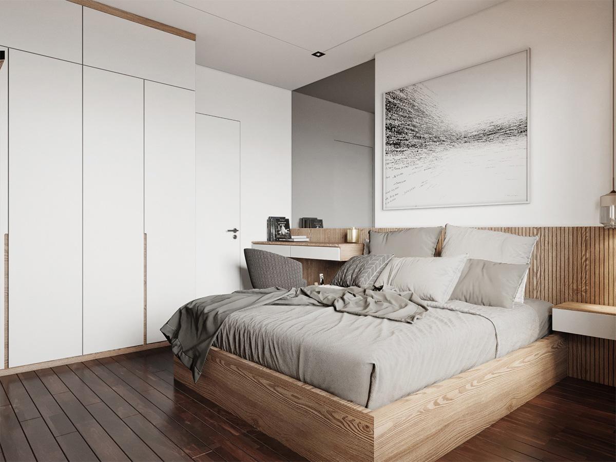Thiết kế nội thất chung cư 62m2 2 phòng ngủ giản đơn