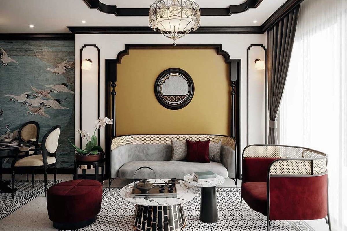 Vật liệu nội thất mang nét đặc trưng trên từng chi tiết của phong khách Indochine