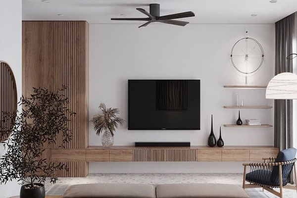 Không gian nội thất phòng khách với phong cách đơn giản