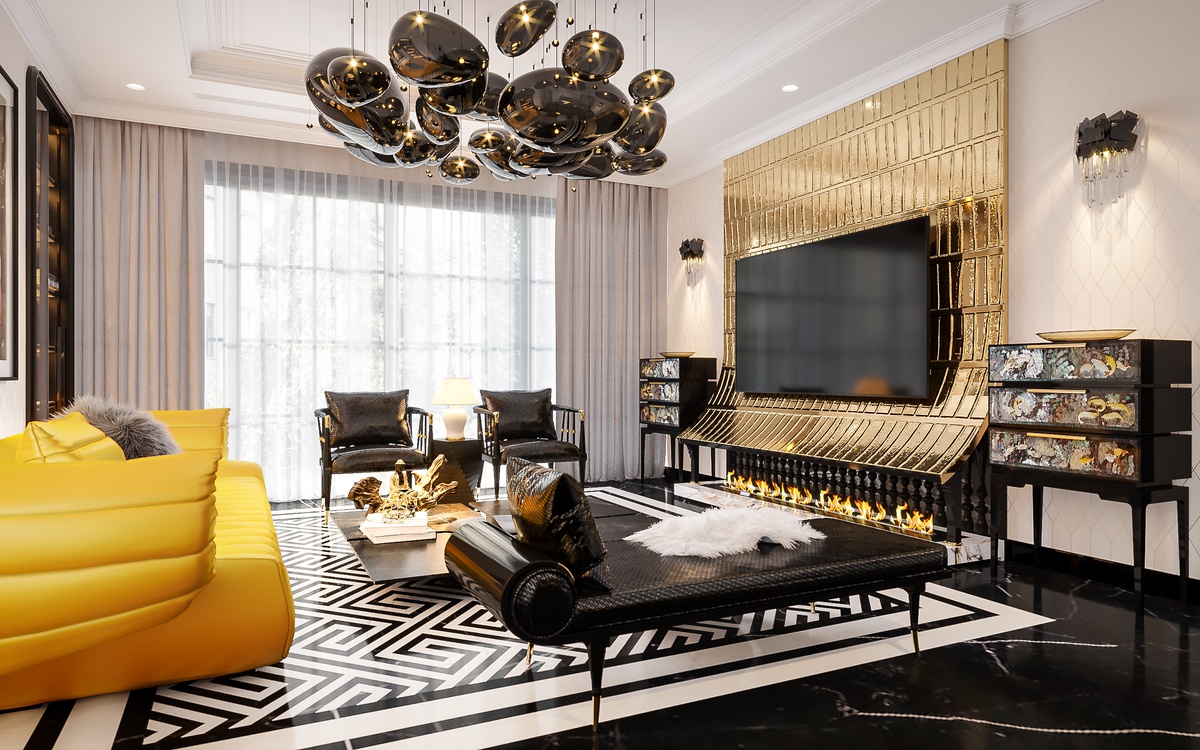 Thiết kế phòng khách biệt thự hiện đại đậm chất luxury 