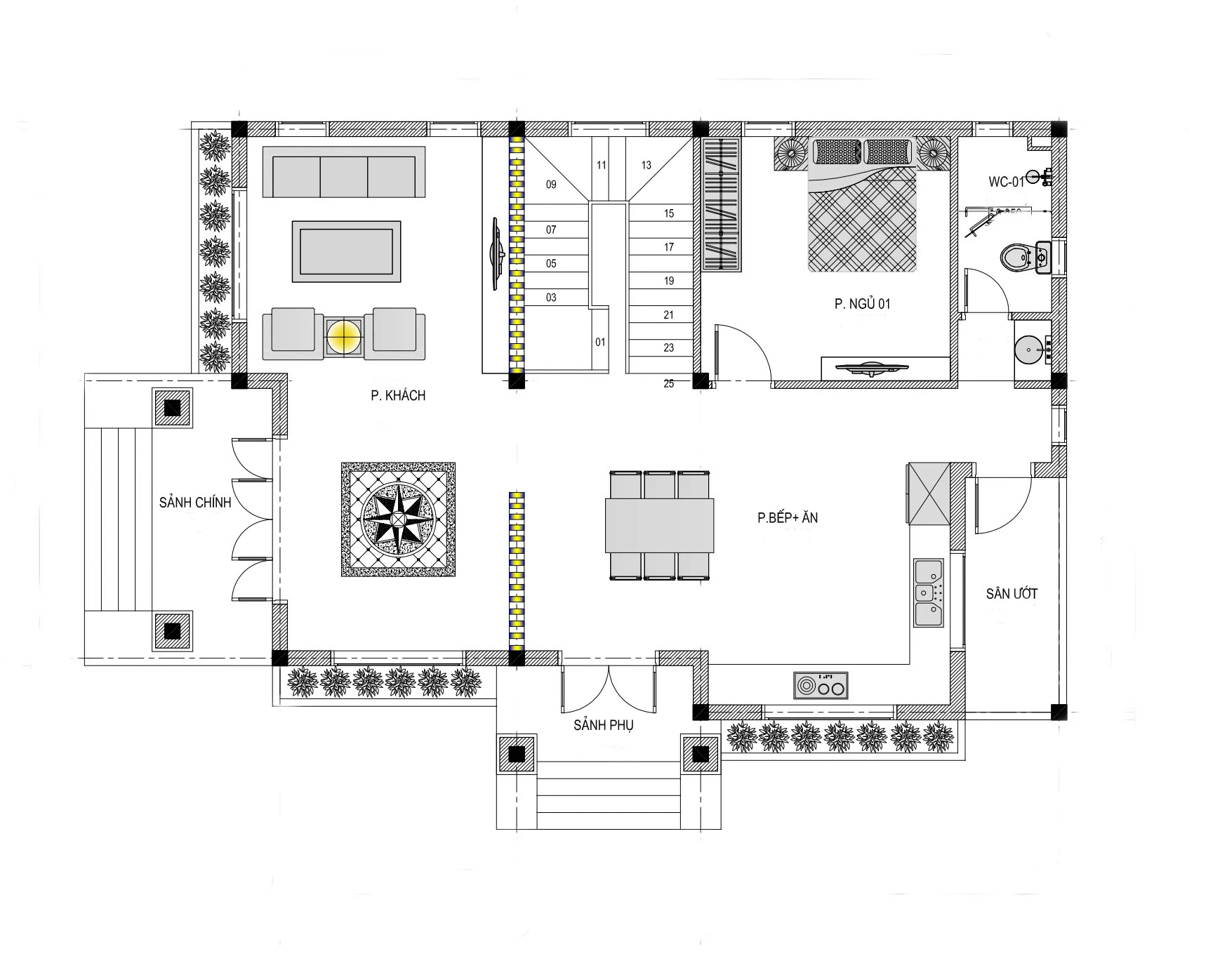 nhà 2 tầng mái nhật 10x10m 4 phòng ngủ