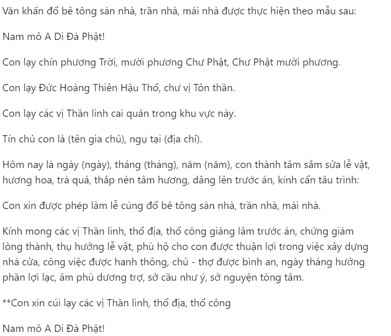 lễ cúng đổ bê tông