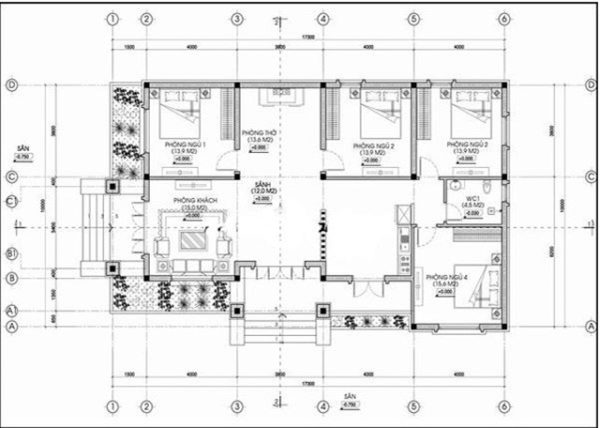 Cách tính m2 xây dựng nhà chữ L