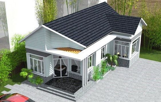 Nhà cấp 4 mái thái 3 phòng ngủ chữ L mang đến không gian thoáng đãng