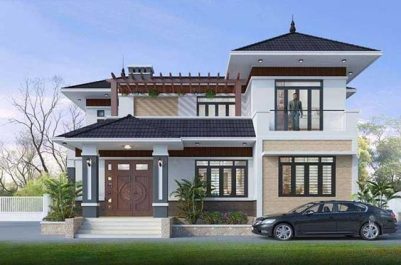 Thiết kế nhà 2 mái sân vườn