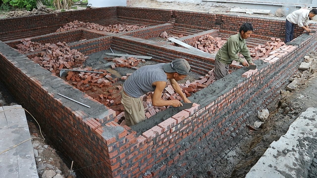 xây móng nhà bằng gạch