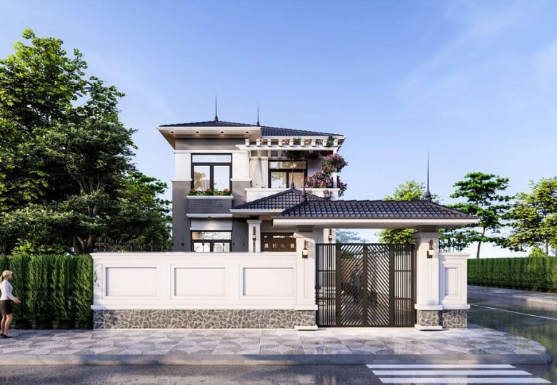 Mái cổng bằng ngói tráng men