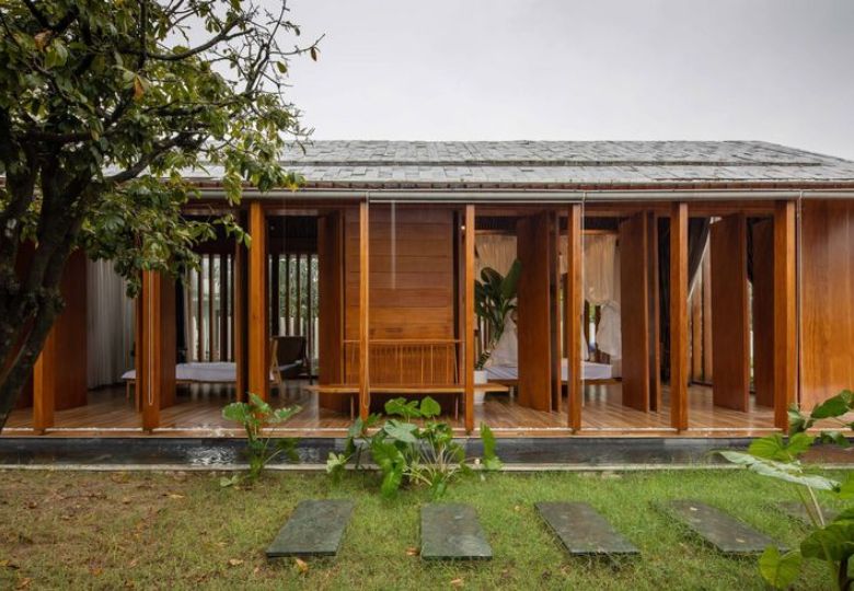 thiết kế nhà gỗ sân vườn