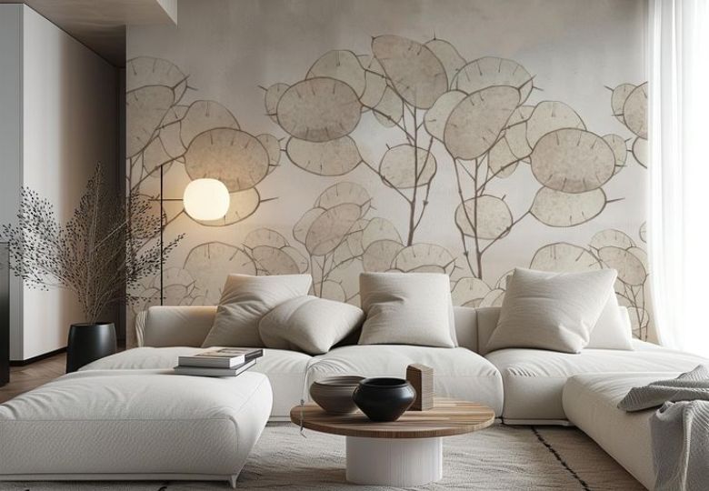Cách phối màu giấy dán tường phòng khách hiện đại