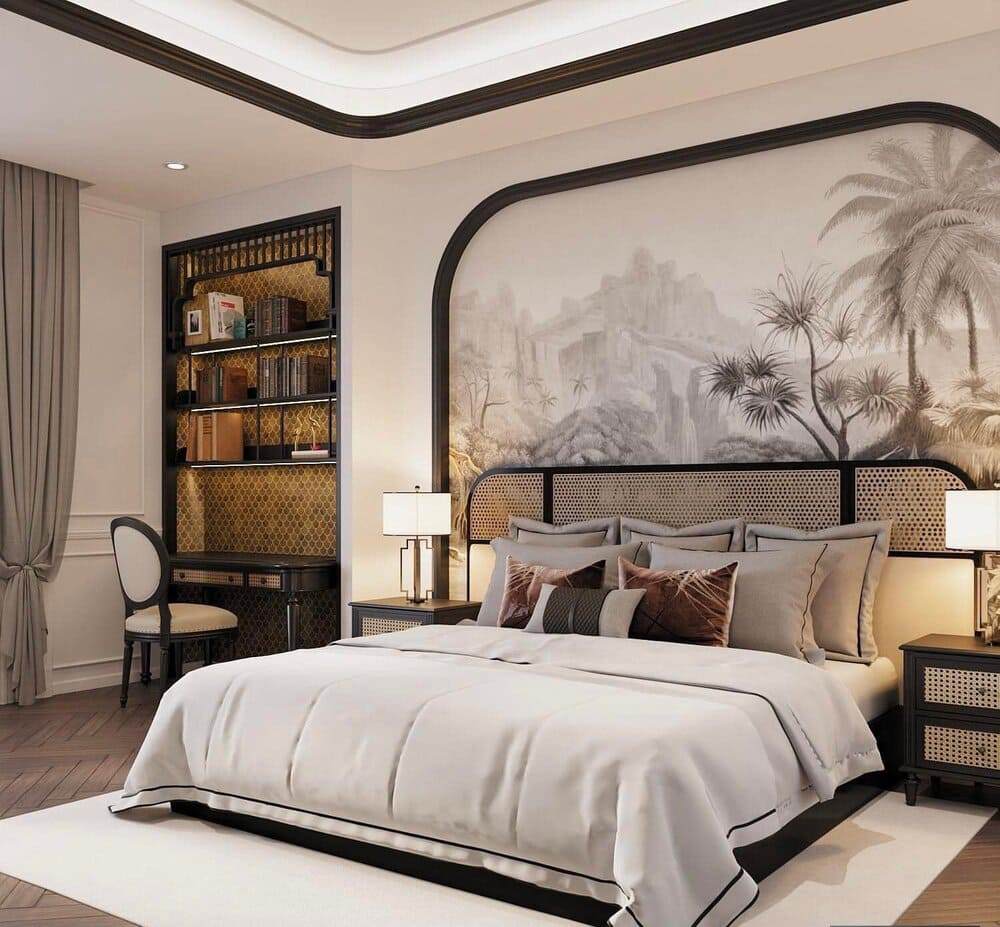 thi công giấy dán tường indochine
