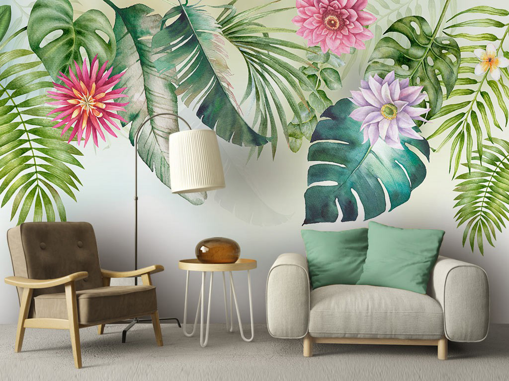 bst giấy dán tường phong cách tropical