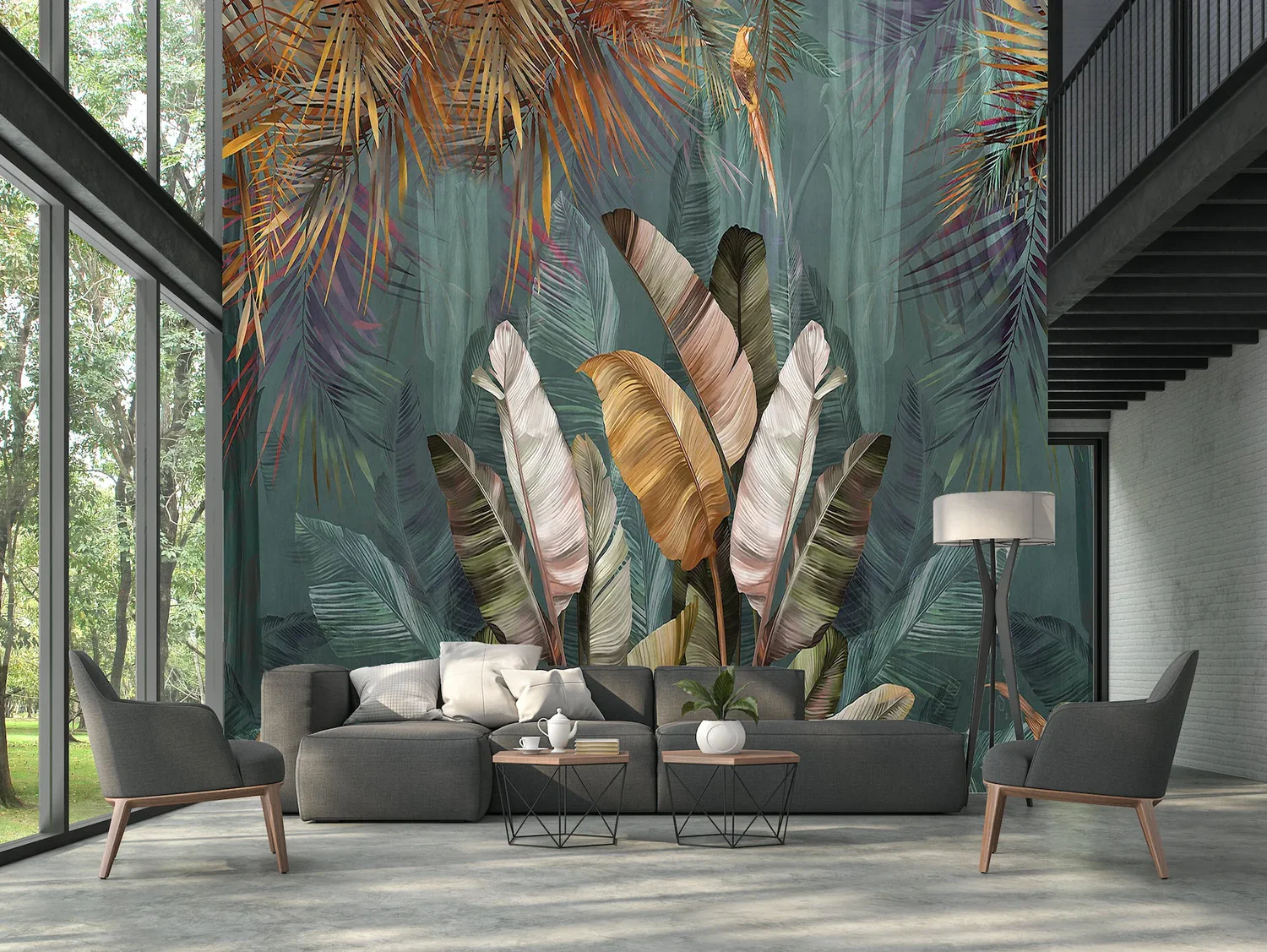 bst giấy dán tường phong cách tropical