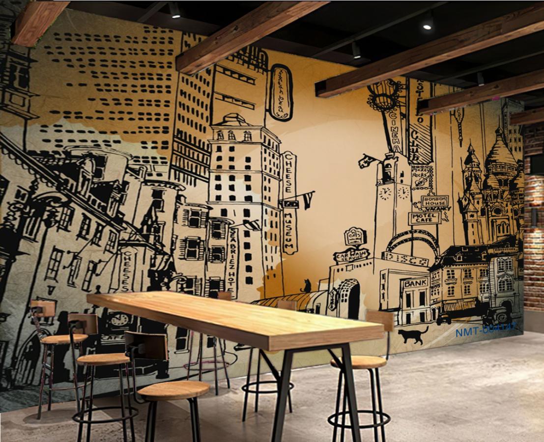 giấy dán tường quán cafe