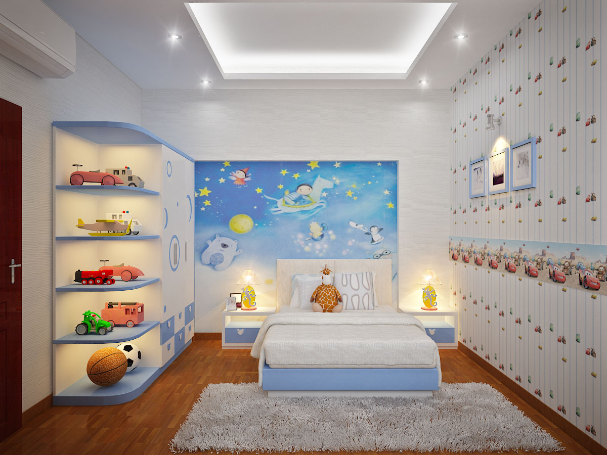 mẫu giấy dán tường phòng ngủ cho bé gái