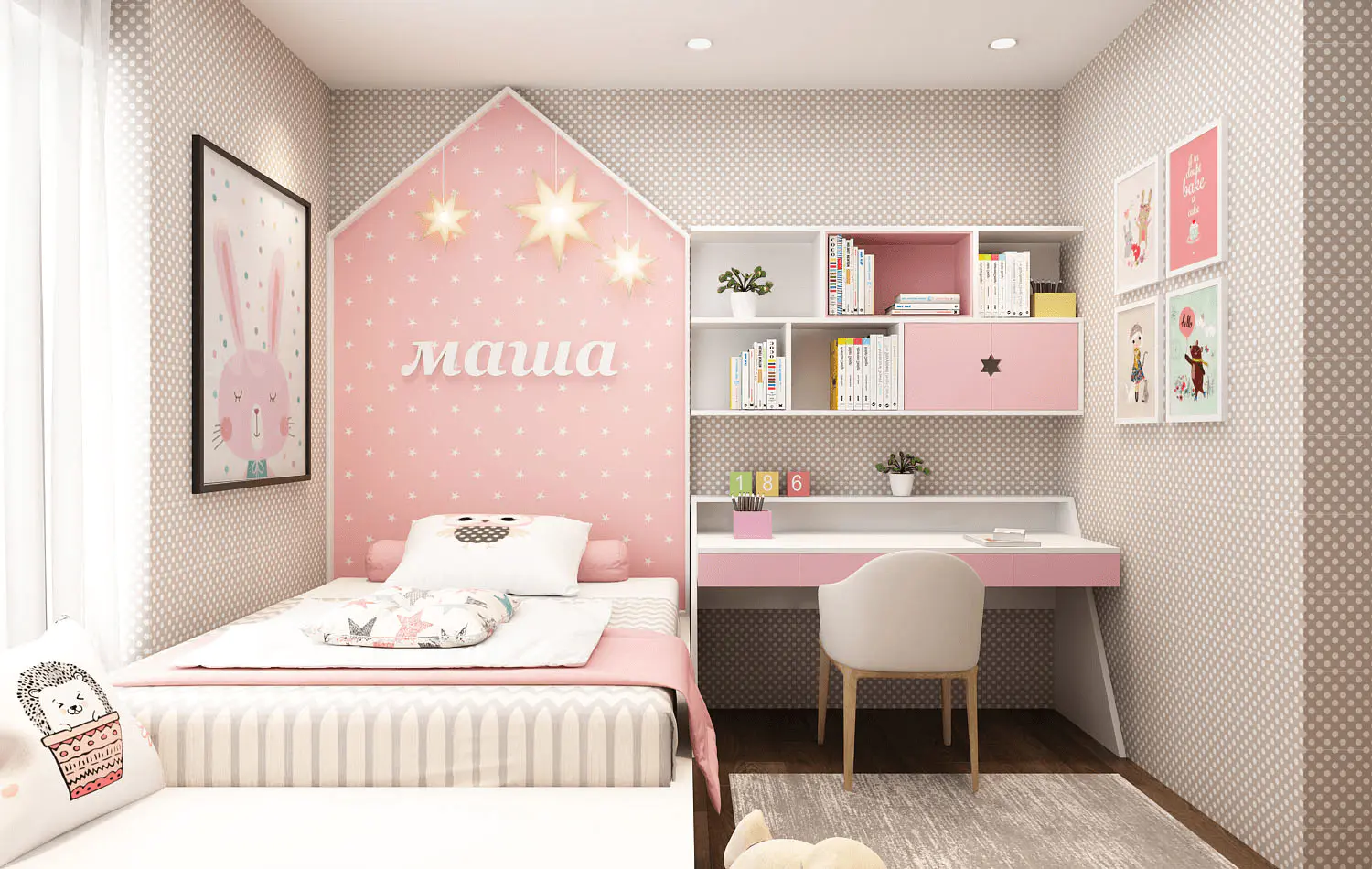 mẫu giấy dán tường phòng ngủ cho bé gái