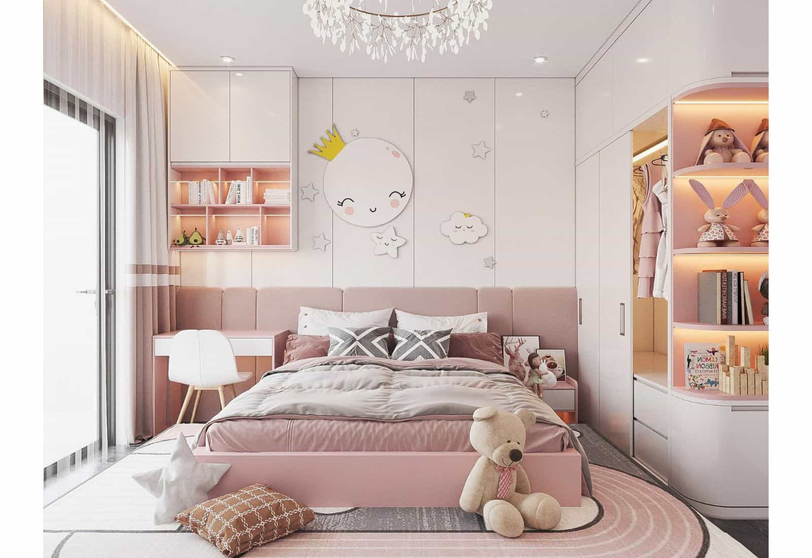 mẫu giấy dán tường phòng ngủ cho bé gái