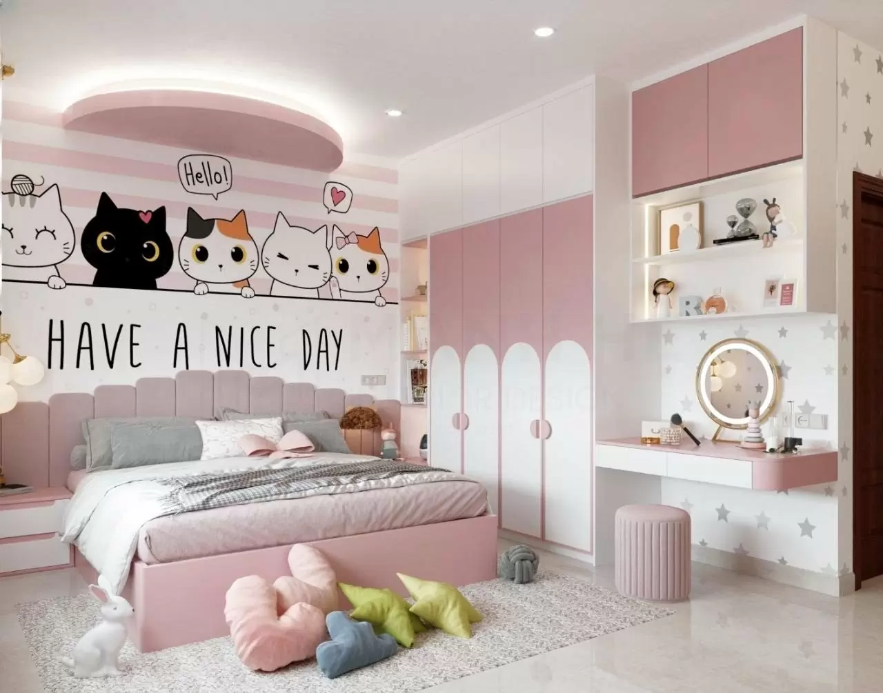 mẫu giấy dán tường phòng ngủ cho bé gái