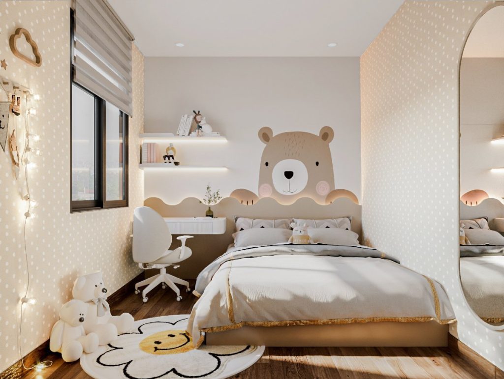 mẫu giấy dán tường phòng ngủ cho bé gái