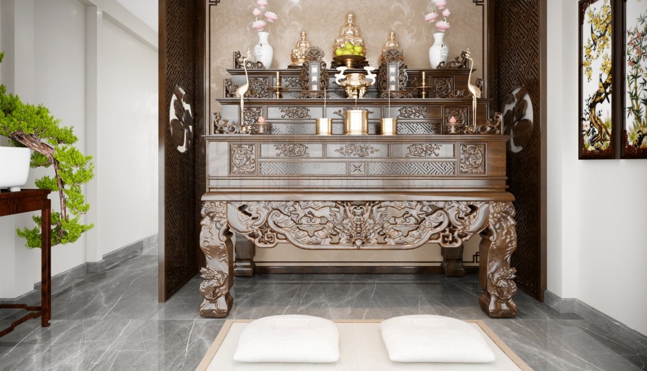 mẫu giấy dán tường phòng thờ hợp phong thủy